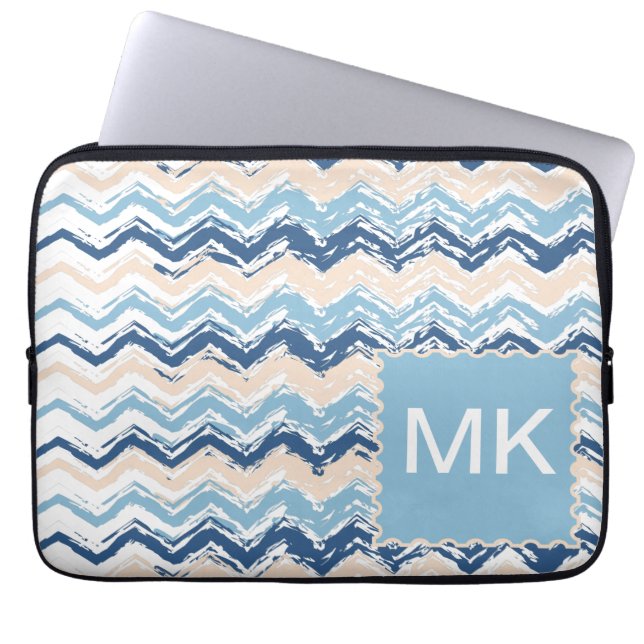 Pacific Ocean Chevron Pattern Laptop Sleeve (Front)