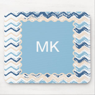 Pacific Ocean Chevron Pattern Mouse Pad