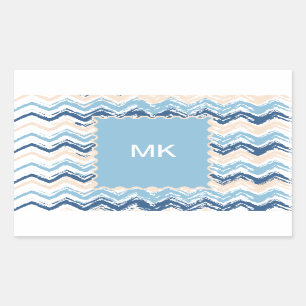 Pacific Ocean Chevron Pattern Rectangular Sticker