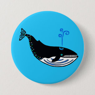 Pacific ocean endangered Blue WHALE - button