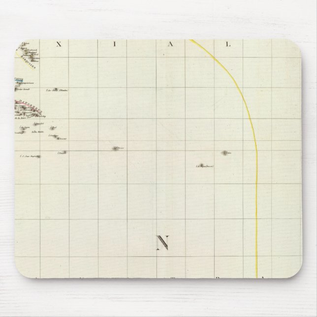 Pacific Ocean Engraved Map Mouse Pad (Front)