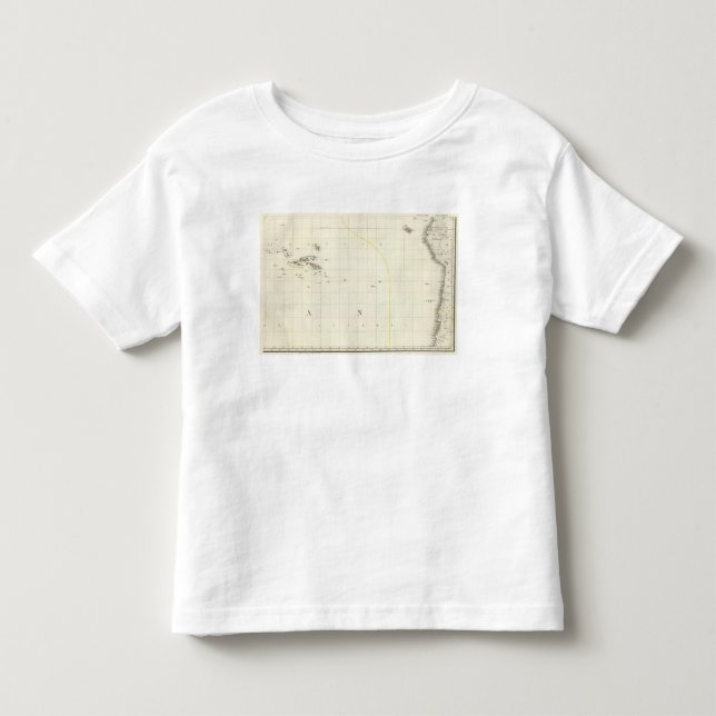 Pacific Ocean Engraved Map Toddler T-Shirt (Front)