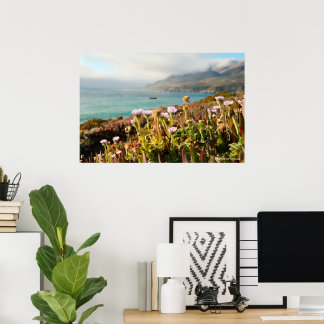Pacific Ocean Flowers Photography Poster
