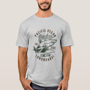 Pacific Ocean Longboards Vintage Surf Design T-Shirt