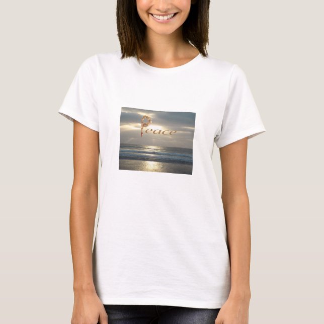 Pacific Ocean Photo Evening Sky Setting Sun Peace T-Shirt (Front)