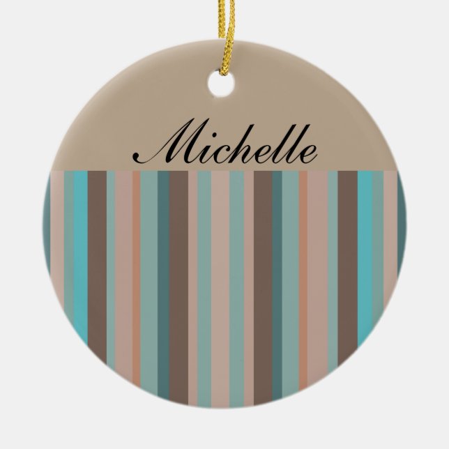 Pacific Ocean Stripes Ceramic Tree Decoration (Front)