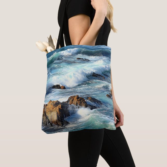 Pacific Ocean Waves Tote Bag (Close Up)