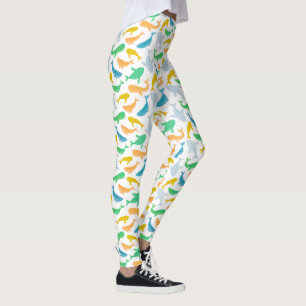 Pacific Ocean Whale Nautical Watercolor Leggings
