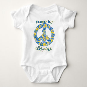 Pacific peace sign quote in Ukrainian flag colours Baby Bodysuit