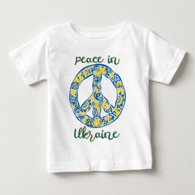 Pacific peace sign quote in Ukrainian flag colours Baby T-Shirt (Front)