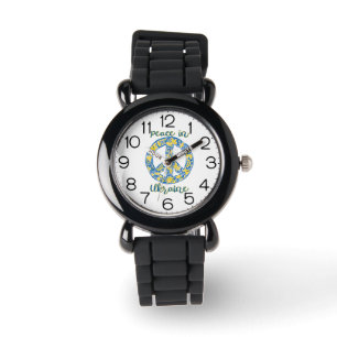 Pacific peace sign quote in Ukrainian flag colours Watch