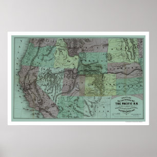 Pacific Railroad Map 1877 Poster