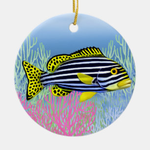 Pacific Reef Oriental Sweetlips Fish Ornament