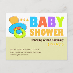 Pacifier Baby Shower Invitation Postcard