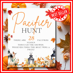 PACIFIER HUNT A Little Pumpkin Baby Shower Game Poster