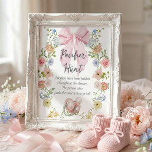 Pacifier Hunt Baby Shower Game Sign