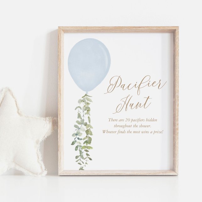Pacifier Hunt Blue Balloon Boy Baby Shower Poster (Creator Uploaded)