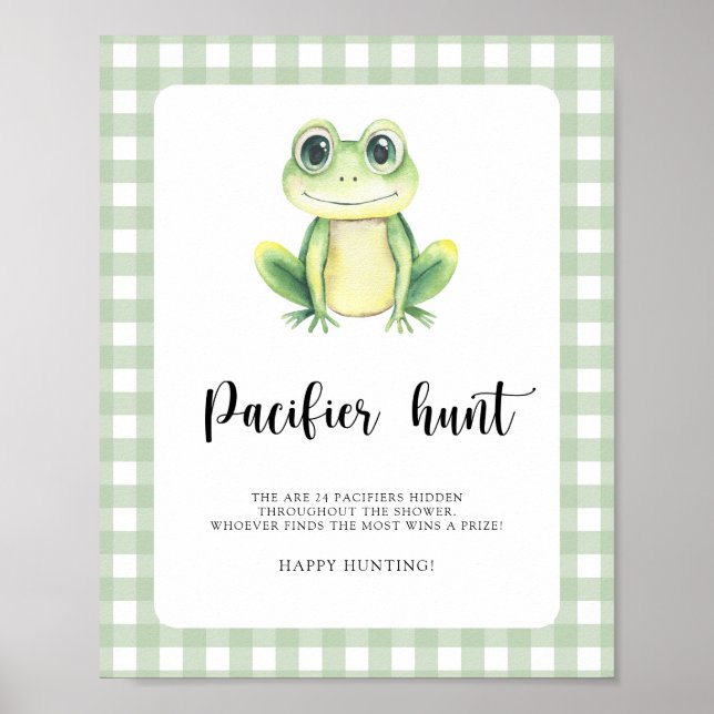 pacifier hunt frog baby shower game poster (Front)