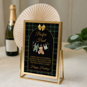 Pacifier Hunt Game Sign Teddy Bear Sage Green 