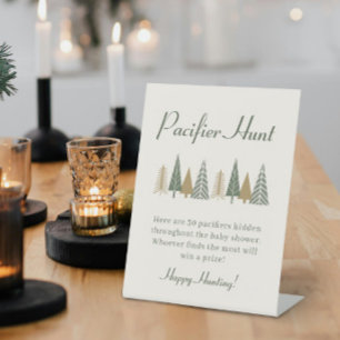 Pacifier Hunt Game Winter Baby Shower Pedestal Sign