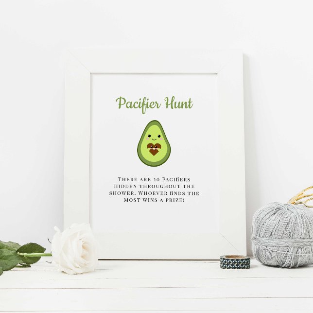 Pacifier Hunt Kawaii Avocado Baby Shower Poster (Creator Uploaded)