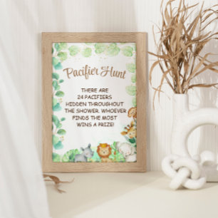 Pacifier Hunt Safari Animal Theme Game Sign