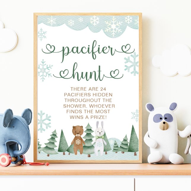 Pacifier Hunt Winter Snowflake Woodland Poster (Creator Uploaded)