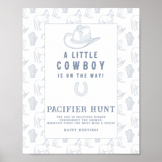  Pacifier hunting Cowboy Baby shower game Poster (Front)