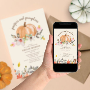 Pacifiers + Pumpkins Fall Autumn Girl Baby Shower Invitation