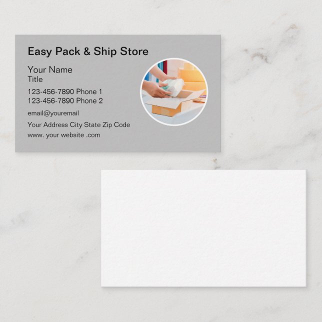 Pack And Ship Parcel Logo Business Card (Front/Back)