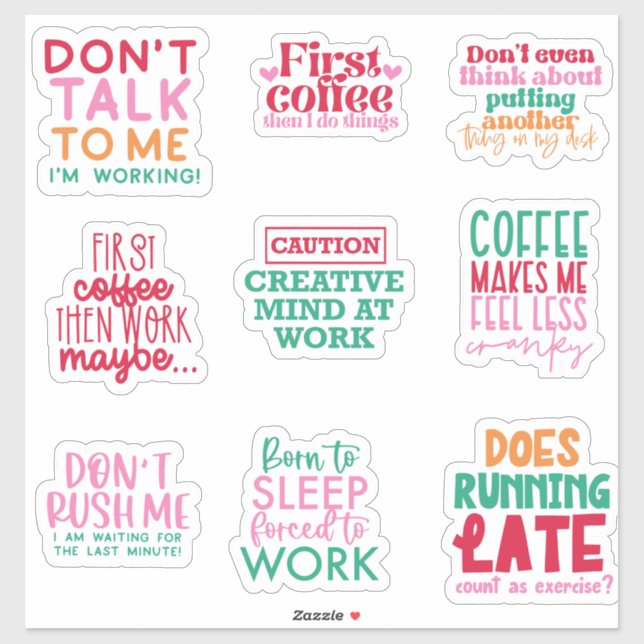  Pack Bundle Set of Funny Office Sticker Quotes (Sheet)