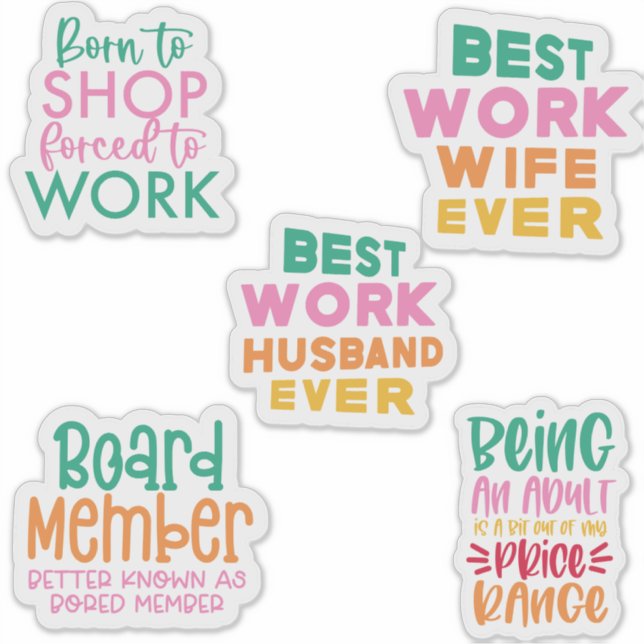  Pack Bundle Set of Funny Office Sticker Quotes (Front)