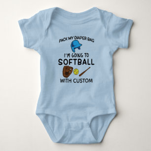 Pack Diaper Bag Softball With Custom - Softball Baby Bodysuit