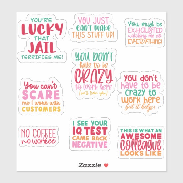  Pack  Funny Office work Sticker gifts coworkers (Sheet)
