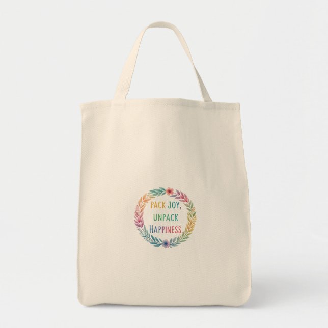Pack Joy, Unpack Happiness - Grocery Tote Bag (Front)