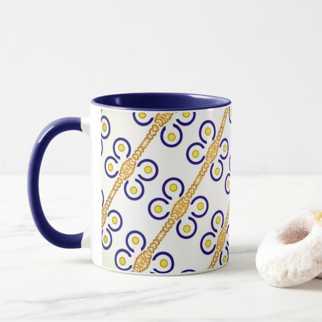 Pack MUG 11 OZ with superb blue and yellow design (With Donut)