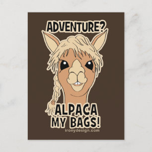 Pack My Bags Funny Alpaca Llama Postcard
