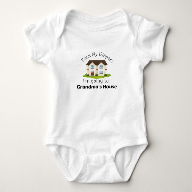 Pack My Diapers I'm Going To Grandma's House  Baby Bodysuit (Front)