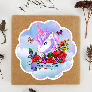 Pack of 9 Pink and purple unicorn with red roses