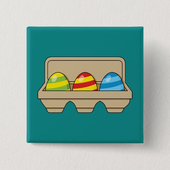 Pack of Colourful Cartoon Easter Eggs 15 Cm Square Badge (Front)