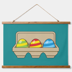 Pack of Colourful Cartoon Easter Eggs Hanging Tapestry