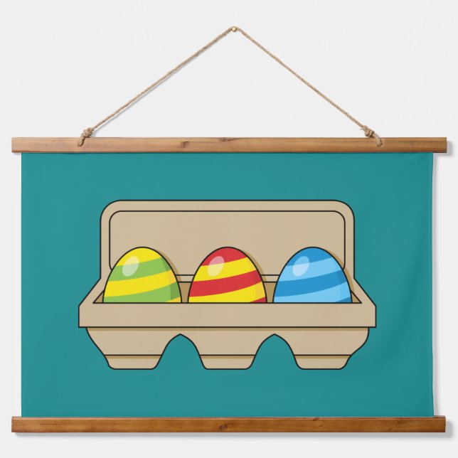 Pack of Colourful Cartoon Easter Eggs Hanging Tapestry (Front)