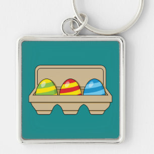 Pack of Colourful Cartoon Easter Eggs Key Ring