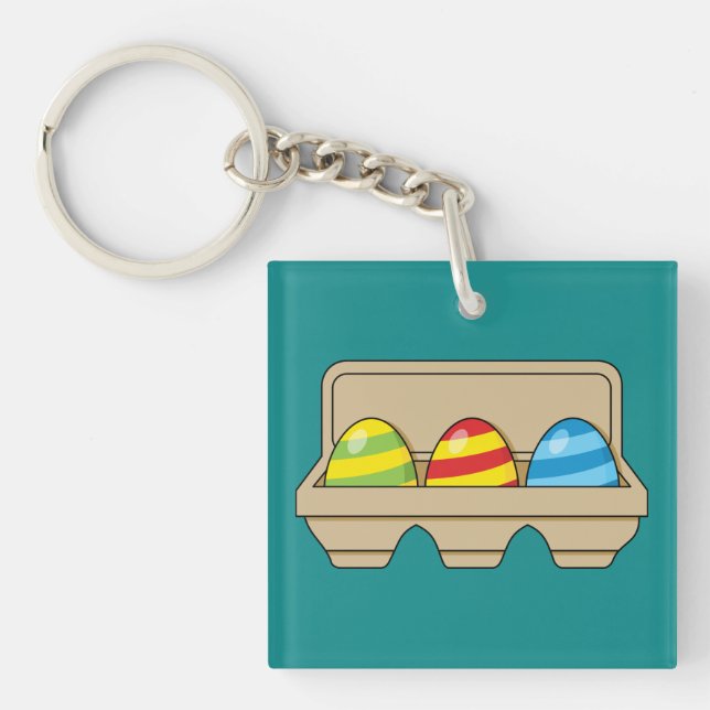 Pack of Colourful Cartoon Easter Eggs Key Ring (Front)