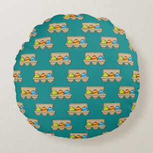 Pack of Colourful Cartoon Easter Eggs Round Cushion