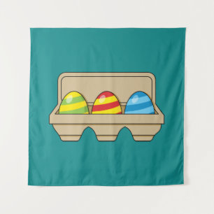Pack of Colourful Cartoon Easter Eggs Tapestry