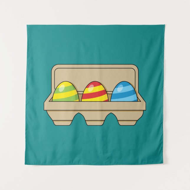 Pack of Colourful Cartoon Easter Eggs Tapestry (Front)