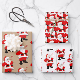 Pack of Santas Wrapping Paper Sheets