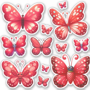 pack of vibrant red butterflies