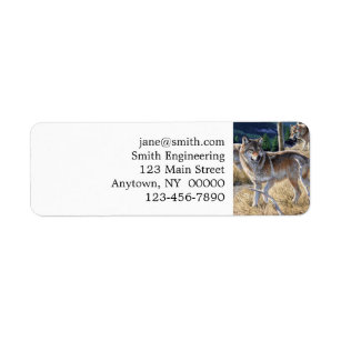 Pack of wolves in the forest painting return address label